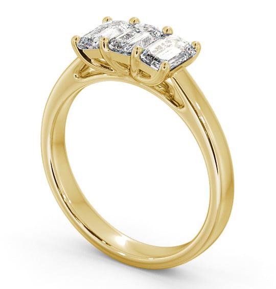 Three Stone Emerald Diamond Ring 9K Yellow Gold - Dearnley TH15_YG_THUMB1