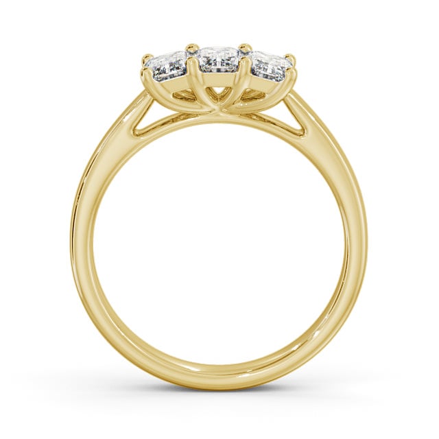 Three Stone Emerald Diamond Ring 9K Yellow Gold - Dearnley TH15_YG_UP