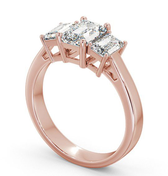 Three Stone Emerald Diamond Ring 18K Rose Gold - Hemley TH16_RG_THUMB1