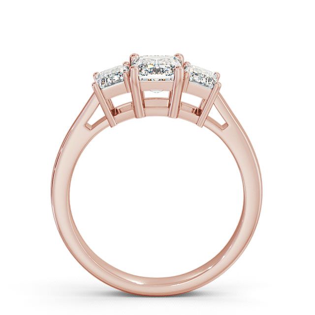 Three Stone Emerald Diamond Ring 9K Rose Gold - Hemley TH16_RG_UP