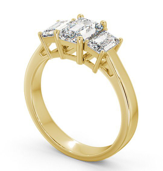 Three Stone Emerald Diamond Ring 9K Yellow Gold - Hemley TH16_YG_THUMB1