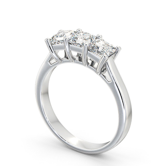 Three Stone Princess Diamond Ring Palladium - Petham TH17_WG_SIDE