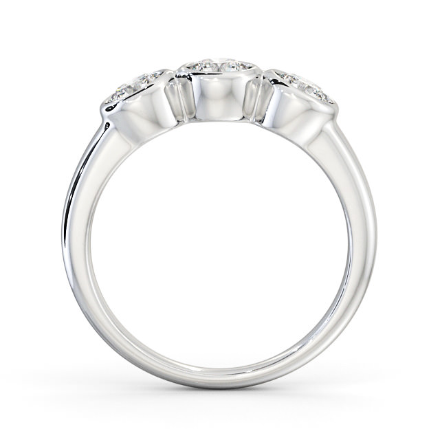 Three Stone Round Diamond Ring 18K White Gold - Breage TH18_WG_UP