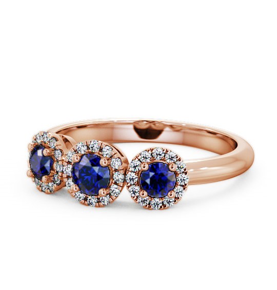  Three Stone Cluster Blue Sapphire and Diamond 0.64ct Ring 9K Rose Gold - Addiewell TH19GEM_RG_BS_THUMB2 