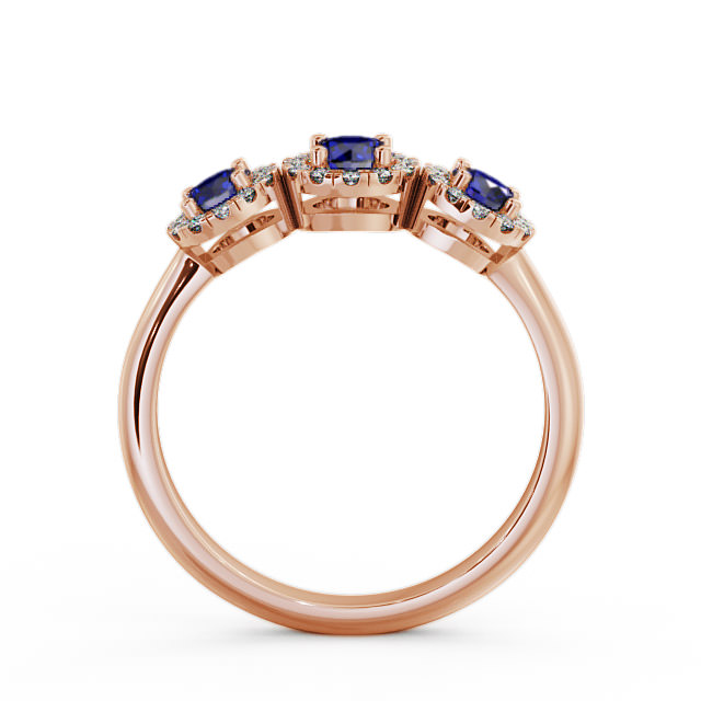 Three Stone Cluster Blue Sapphire and Diamond 0.64ct Ring 18K Rose Gold - Addiewell TH19GEM_RG_BS_UP