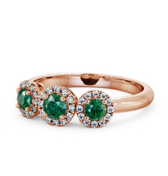  Three Stone Cluster Emerald and Diamond 0.55ct Ring 9K Rose Gold - Addiewell TH19GEM_RG_EM_THUMB2 