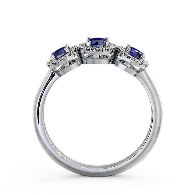 Three Stone Cluster Blue Sapphire and Diamond 0.64ct Ring 9K White Gold - Addiewell TH19GEM_WG_BS_UP