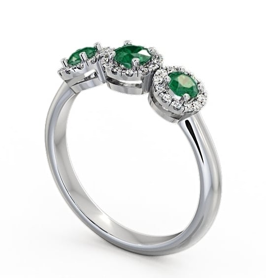 Three Stone Cluster Emerald and Diamond 0.55ct Ring 9K White Gold - Addiewell TH19GEM_WG_EM_THUMB1