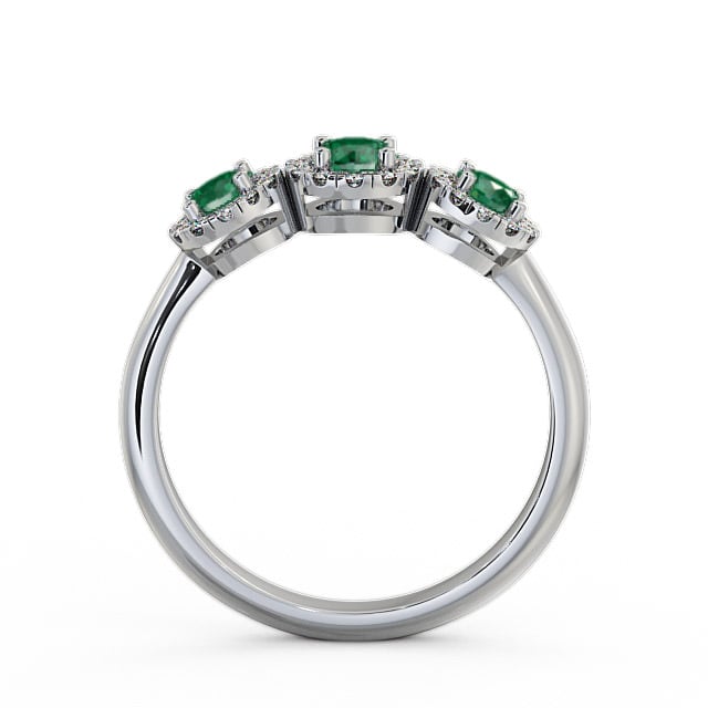 Three Stone Cluster Emerald and Diamond 0.55ct Ring 18K White Gold - Addiewell TH19GEM_WG_EM_UP