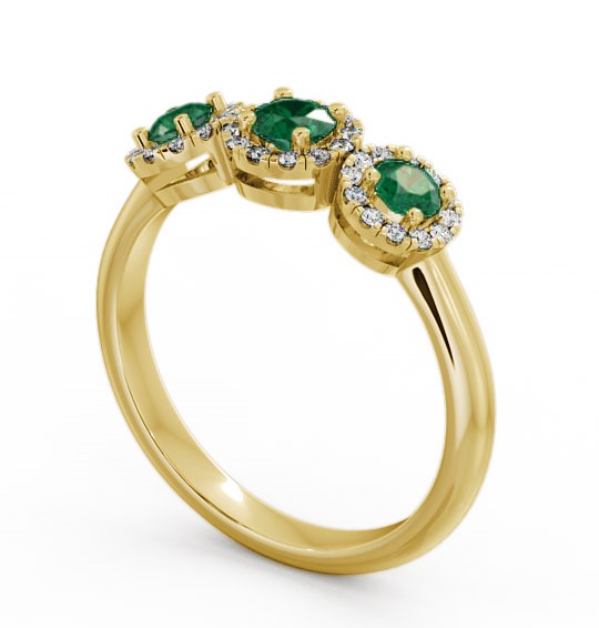  Three Stone Cluster Emerald and Diamond 0.55ct Ring 18K Yellow Gold - Addiewell TH19GEM_YG_EM_THUMB1 