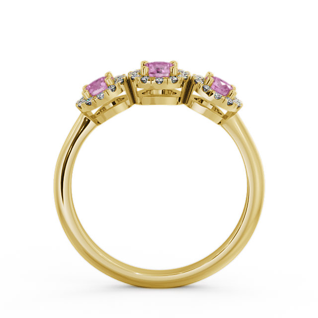 Three Stone Cluster Pink Sapphire and Diamond 0.64ct Ring 9K Yellow Gold - Addiewell TH19GEM_YG_PS_UP