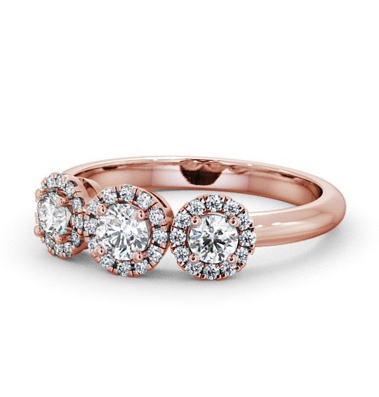 Three Stone Round Diamond Engagement Ring 18K Rose Gold With Halo - Addiewell TH19_RG_THUMB2 