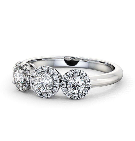  Three Stone Round Diamond Engagement Ring Palladium With Halo - Addiewell TH19_WG_THUMB2 