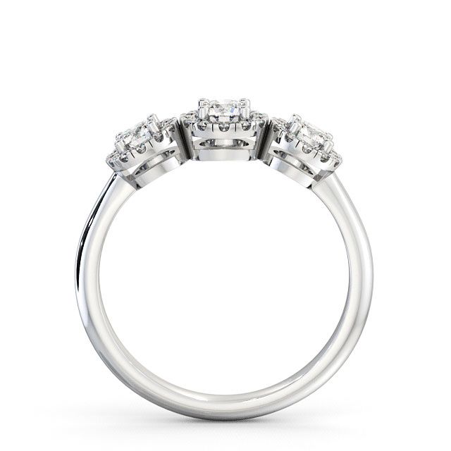 Three Stone Round Diamond Engagement Ring 18K White Gold With Halo - Addiewell TH19_WG_UP