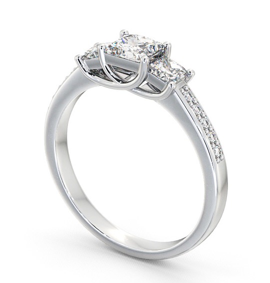  Three Stone Princess Diamond Ring 18K White Gold With Side Stones - Amberley TH1S_WG_THUMB1 