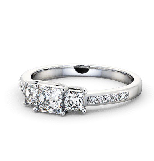 Three Stone Princess Diamond Ring 18K White Gold With Side Stones - Amberley TH1S_WG_THUMB2 