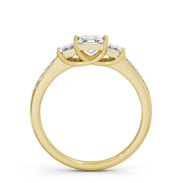 Three Stone Princess Diamond Ring 9K Yellow Gold With Side Stones - Amberley TH1S_YG_UP