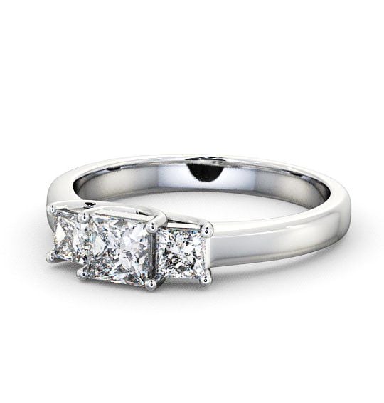  Three Stone Princess Diamond Ring 18K White Gold - Aislaby TH1_WG_THUMB2 
