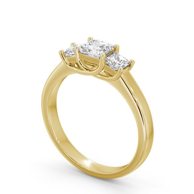 Three Stone Princess Diamond Ring 9K Yellow Gold - Aislaby TH1_YG_SIDE