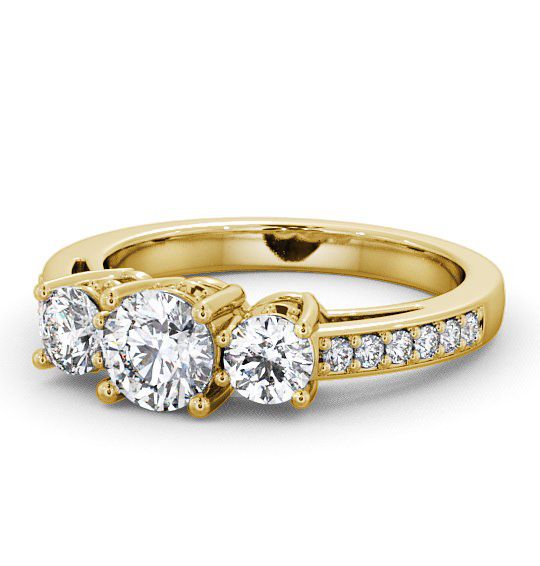  Three Stone Round Diamond Ring 9K Yellow Gold With Side Stones - Beaumont TH20_YG_THUMB2 