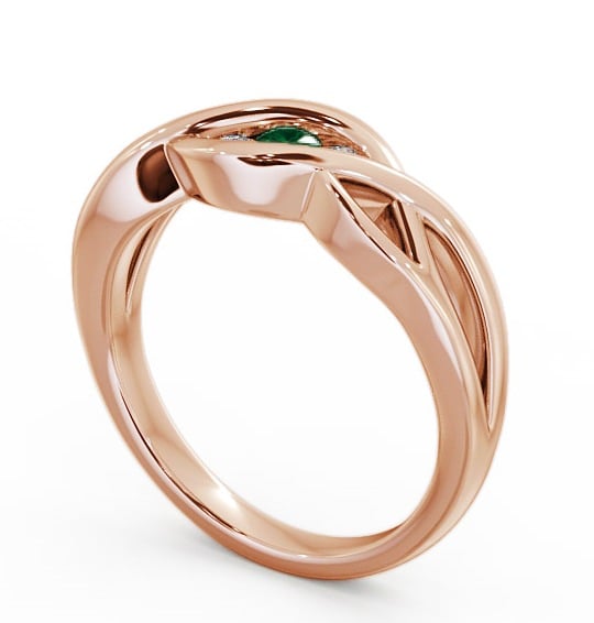 Three Stone Emerald and Diamond 0.11ct Ring 9K Rose Gold - Ebley TH21GEM_RG_EM_THUMB1