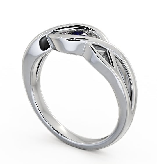  Three Stone Blue Sapphire and Diamond 0.13ct Ring 18K White Gold - Ebley TH21GEM_WG_BS_THUMB1 