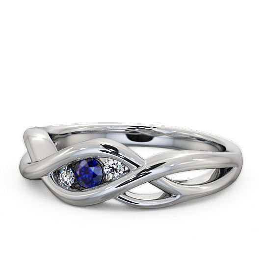  Three Stone Blue Sapphire and Diamond 0.13ct Ring 18K White Gold - Ebley TH21GEM_WG_BS_THUMB2 