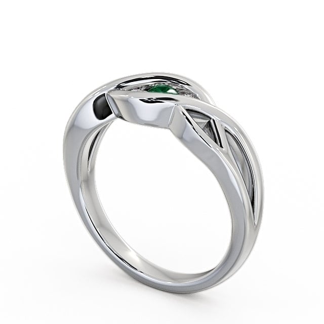Three Stone Emerald and Diamond 0.11ct Ring 9K White Gold - Ebley TH21GEM_WG_EM_SIDE