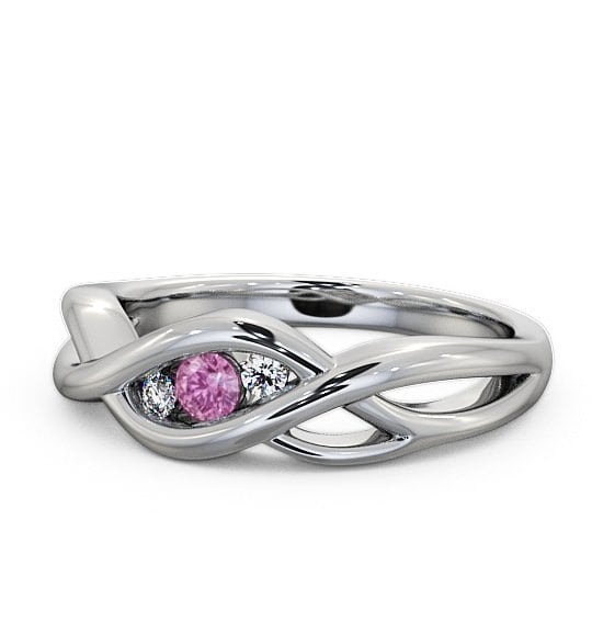  Three Stone Pink Sapphire and Diamond 0.13ct Ring 9K White Gold - Ebley TH21GEM_WG_PS_THUMB2 