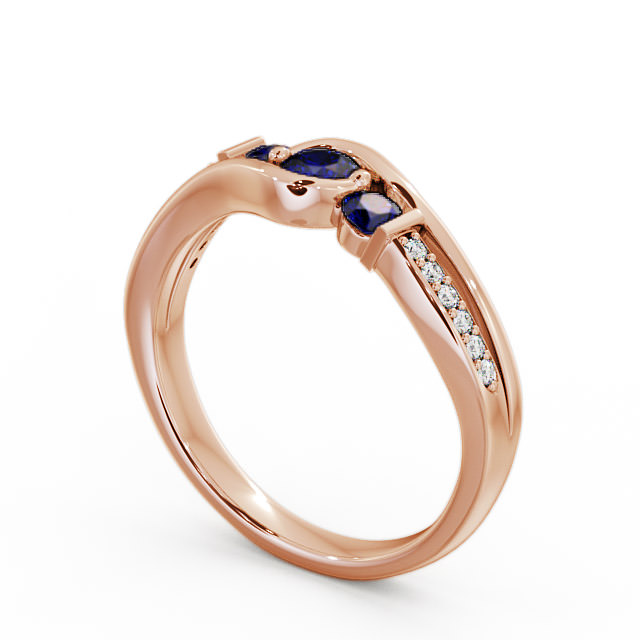 Three Stone Blue Sapphire and Diamond 0.38ct Ring 18K Rose Gold - Daviot TH22GEM_RG_BS_SIDE