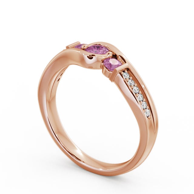 Three Stone Pink Sapphire and Diamond 0.38ct Ring 18K Rose Gold - Daviot TH22GEM_RG_PS_SIDE