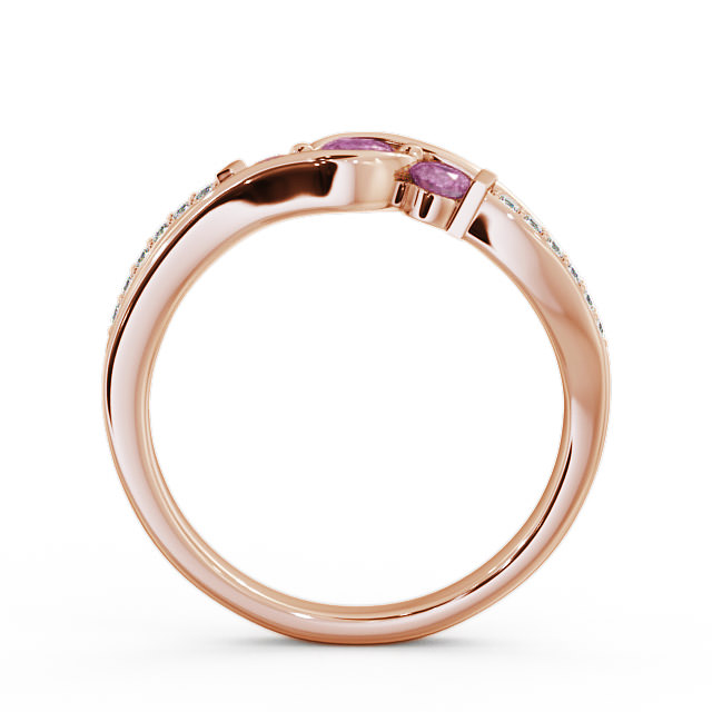 Three Stone Pink Sapphire and Diamond 0.38ct Ring 18K Rose Gold - Daviot TH22GEM_RG_PS_UP