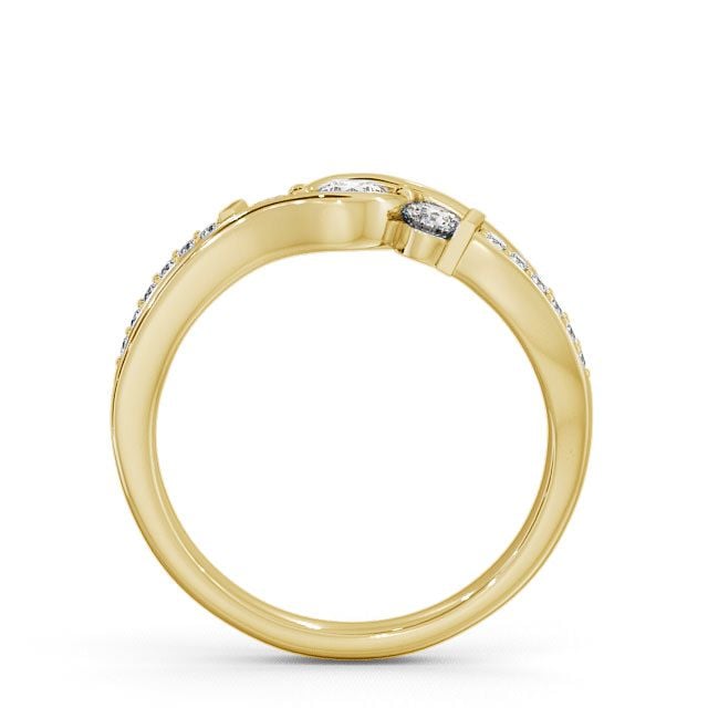 Three Stone Round Diamond Ring 18K Yellow Gold With Side Stones - Daviot TH22_YG_UP