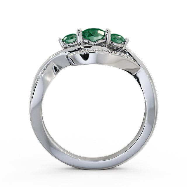 Three Stone Emerald and Diamond 0.59ct Ring 18K White Gold - Belsay TH23GEM_WG_EM_UP