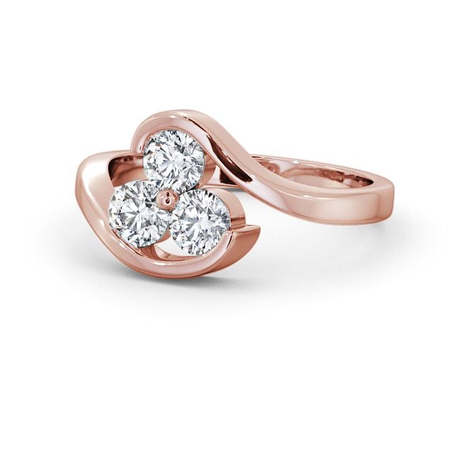 Three Stone Round Diamond Ring 18K Rose Gold - Haine TH24_RG_FLAT