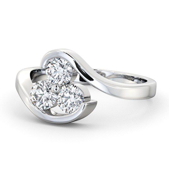  Three Stone Round Diamond Ring 9K White Gold - Haine TH24_WG_THUMB2 