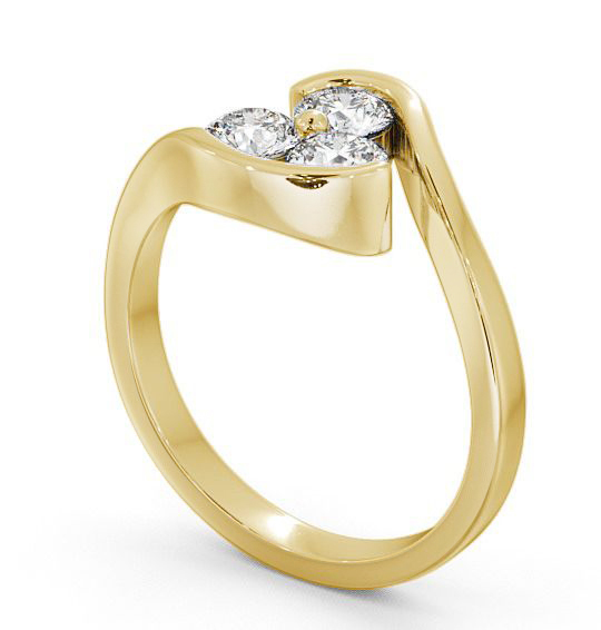 Three Stone Round Diamond Ring 9K Yellow Gold - Haine TH24_YG_THUMB1