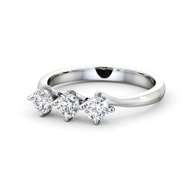 Three Stone Round Diamond Ring Platinum - Arrington TH26_WG_FLAT