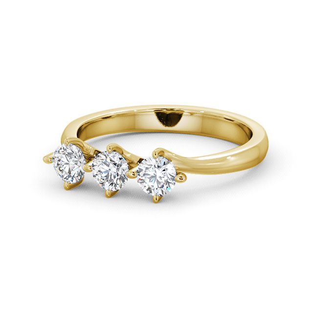 Three Stone Round Diamond Ring 18K Yellow Gold - Arrington TH26_YG_FLAT