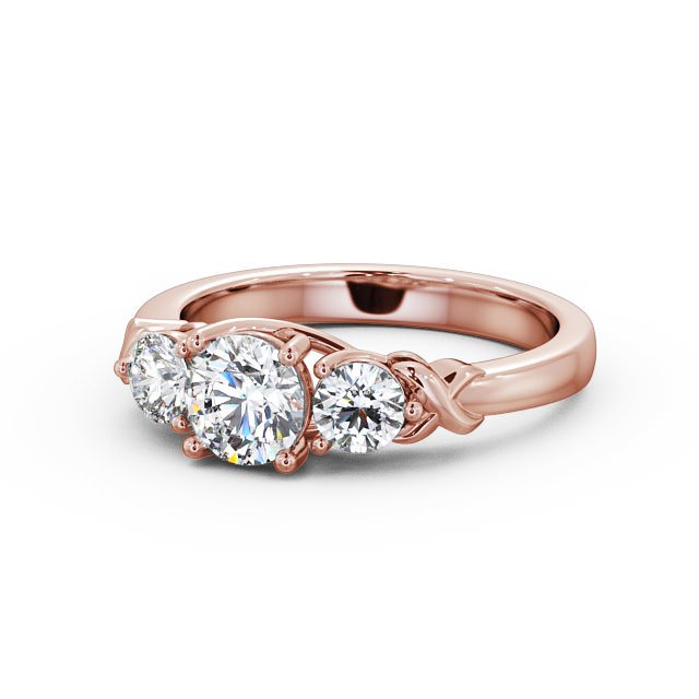 Three Stone Round Diamond Ring 9K Rose Gold - Pisa TH27_RG_FLAT