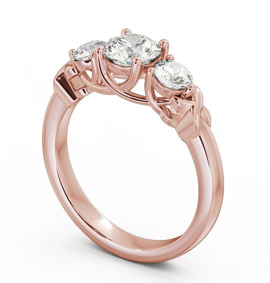  Three Stone Round Diamond Ring 9K Rose Gold - Pisa TH27_RG_THUMB1 