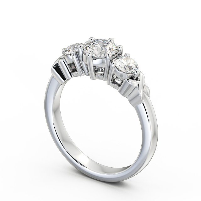 Three Stone Round Diamond Ring Platinum - Kirsten TH28_WG_SIDE