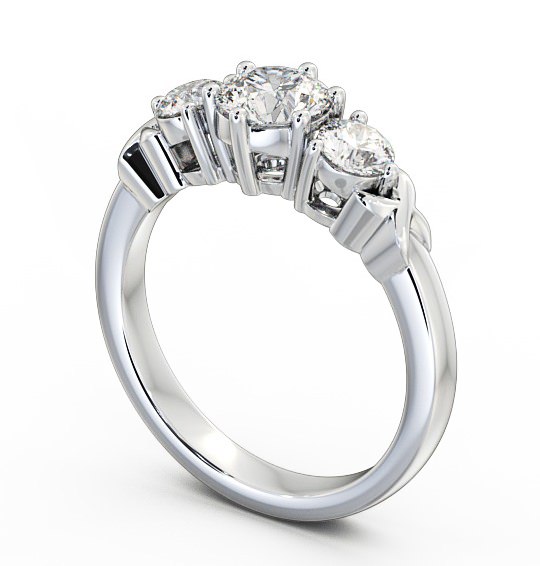  Three Stone Round Diamond Ring 9K White Gold - Kirsten TH28_WG_THUMB1 