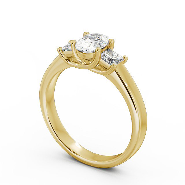 Three Stone Oval Diamond Ring 18K Yellow Gold - Claudia TH29_YG_SIDE