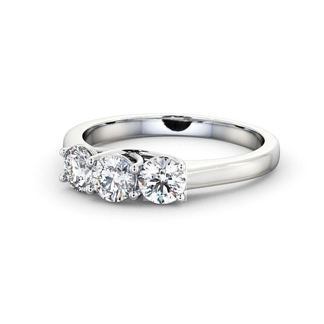 Three Stone Round Diamond Ring 9K White Gold - Aberfoyle TH2_WG_FLAT