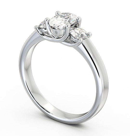  Three Stone Oval Diamond Ring Platinum - Avery TH30_WG_THUMB1 