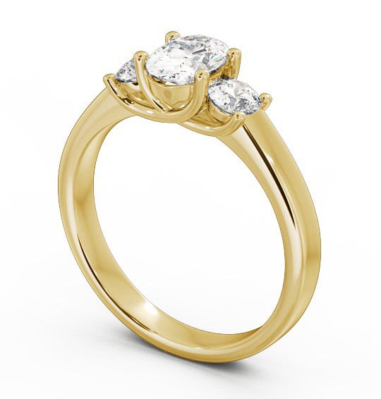 Three Stone Oval Diamond Ring 18K Yellow Gold - Avery TH30_YG_THUMB1