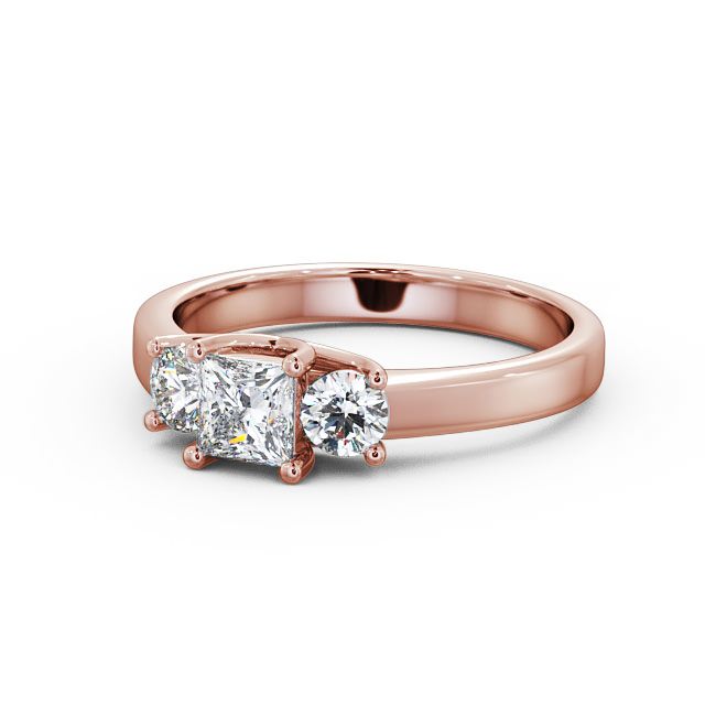 Three Stone Princess Diamond Ring 18K Rose Gold - Capri TH31_RG_FLAT