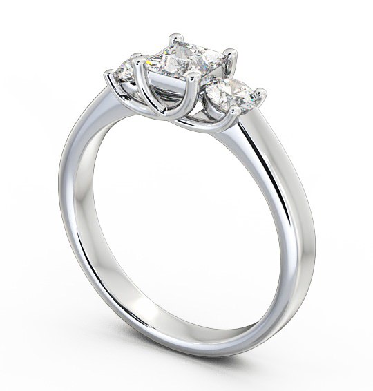  Three Stone Princess Diamond Ring 9K White Gold - Capri TH31_WG_THUMB1 