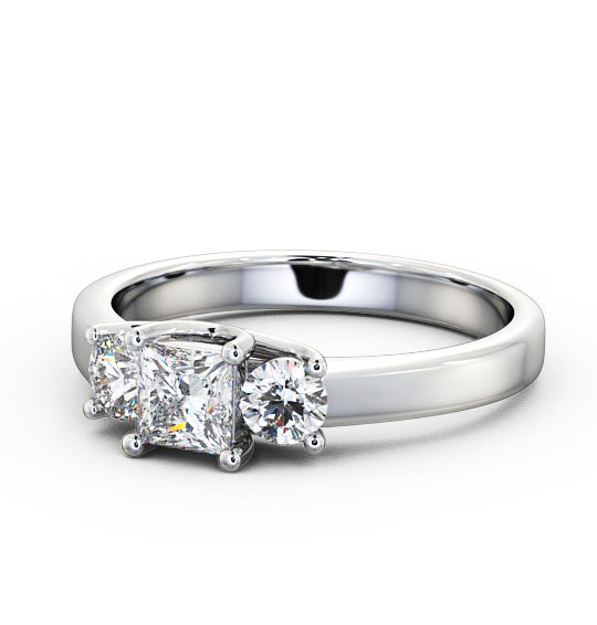  Three Stone Princess Diamond Ring 18K White Gold - Capri TH31_WG_THUMB2 
